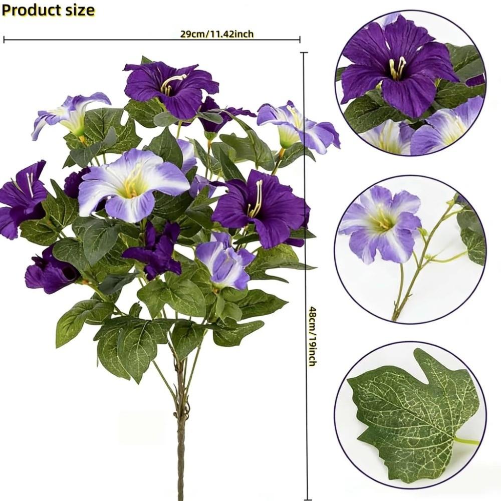 Multicolor Artificial Trumpet Flower No Fade All Season Realistic Faux Blooms In/Outdoor Decor Fake Flower Bouquets Garden
