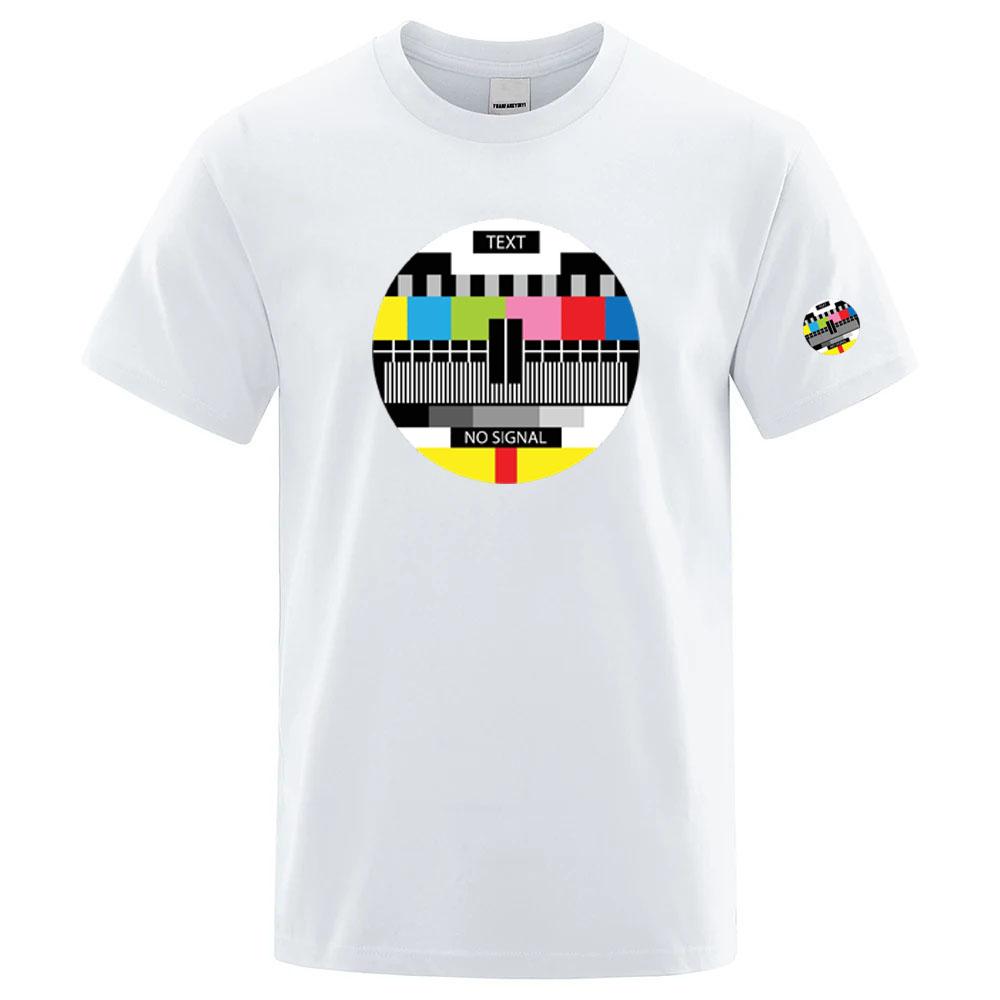 Summer No Signal Logo Printed Men's High Quality Daily Cotton Round Neck T-shirt Loose Breathable Street Short Sleeve Large