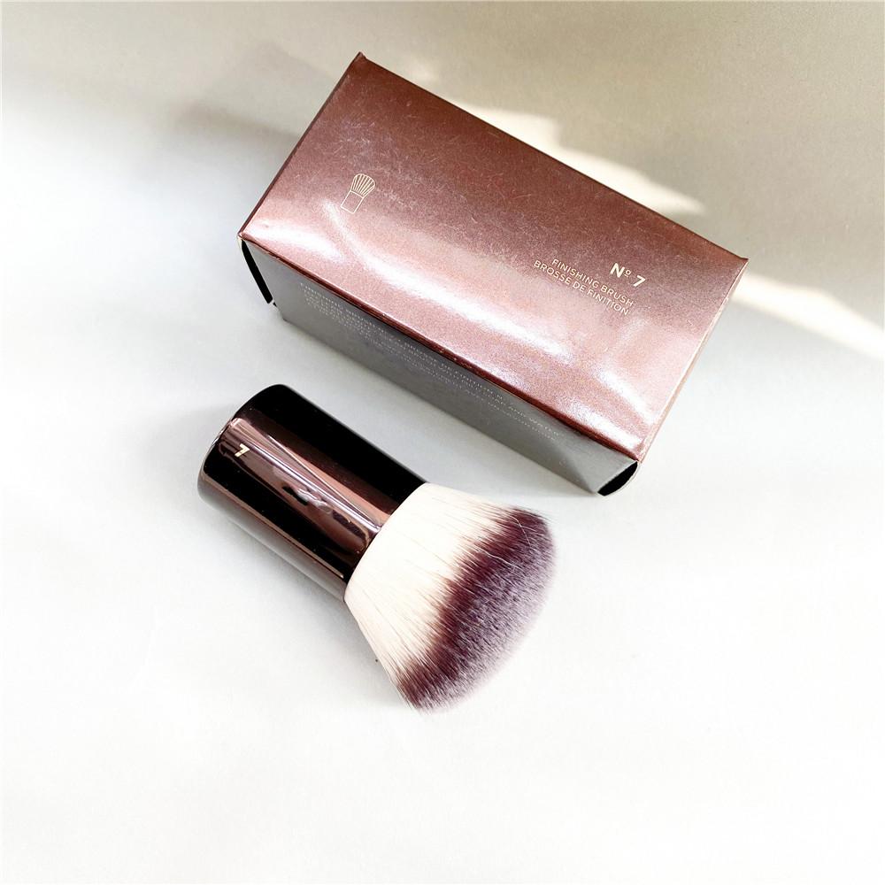 No.7 Finishing Brush Portable Powder Blush Bronzer Kabuki Makeup Brush Brown Metal Beauty Cosmetics Tool