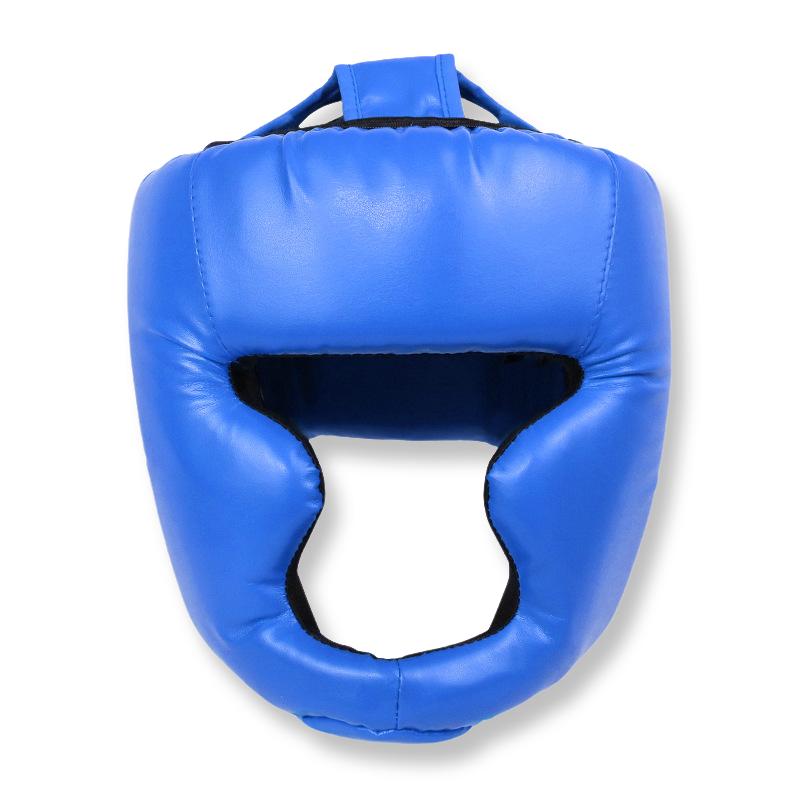 Full-Covered Thickened Leather Boxing Helmet Adult Training Head Protector for Karate Muay Thai Taekwondo