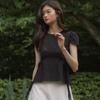 ADAUL Burn Side Ribbon Cap Sleeve Blouse - Black