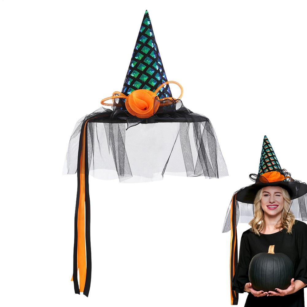 

Halloween Witch Hat Wide Brim Party Witch Hat Dress Up Party Supplies Headwear Caps Costume For Adult Kids Outdoor Yard Bar синий