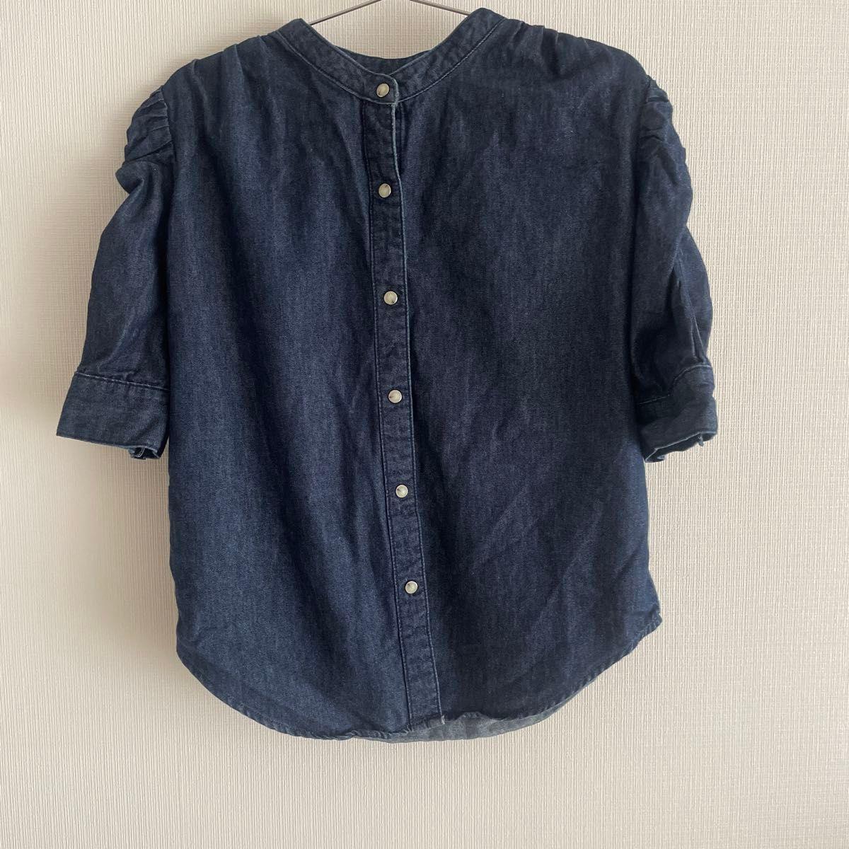 MOUSSY gathered sleeve denim blouse one wash popular