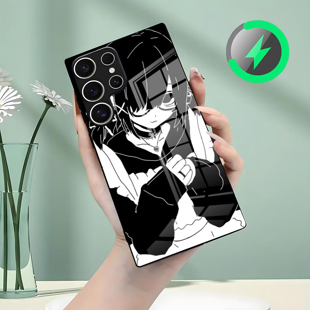 

Anime Halftone Monokuro Girl Phone Case For Samsung S26 S25 S24 S23 S22 S21 S20 Edge Ultra Plus FE For Magsafe Glass Case Galaxy S23