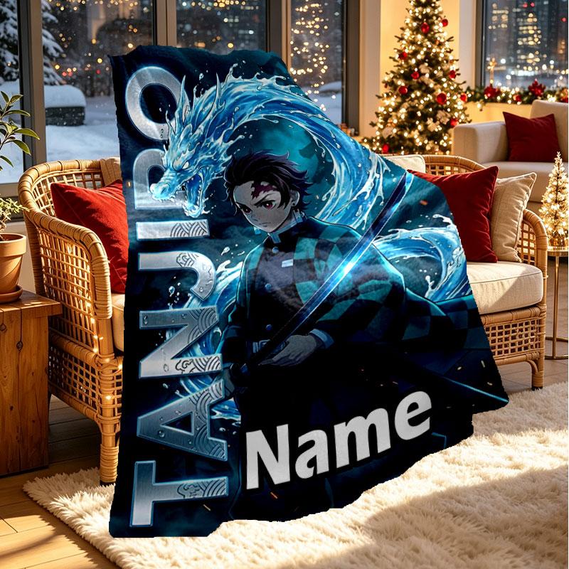 Individuelle Personalisierte Demon Slayer Druckdecke, Heimdekoration, Schlafzimmer, Sofa, Camping, Couch, Geschenke für Geburtstag Weihnachten