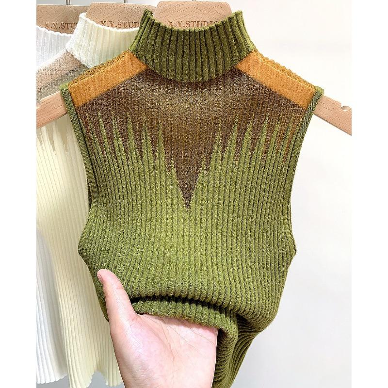 

Вязаный жилет с халтер-воротом, женский свитер с короткими рукавами и полуводолазкой One size