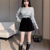 Black Gold Velvet Shorts Women's Autumn and Winter Velvet Small Man Wearing High Waist and Thin Loose Wide Leg a Word Bottoming Boots