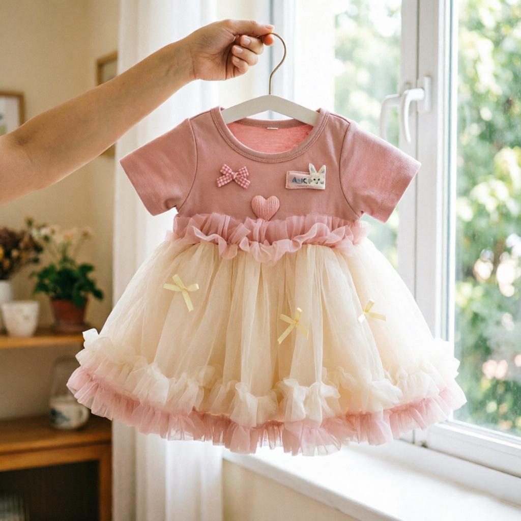 Little Girls Princess Tutu Tulle Dress Sleeveless Party Mesh Dress Special Occasion Flower Girl Dress for Toddler Kids 80