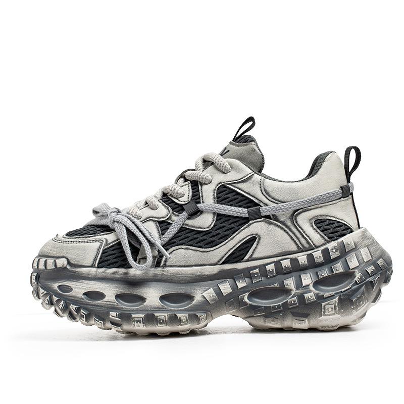 Men's shoes new trend summer breathable mesh dad shoes thick sole heightening travel running shoes casual sports shoes