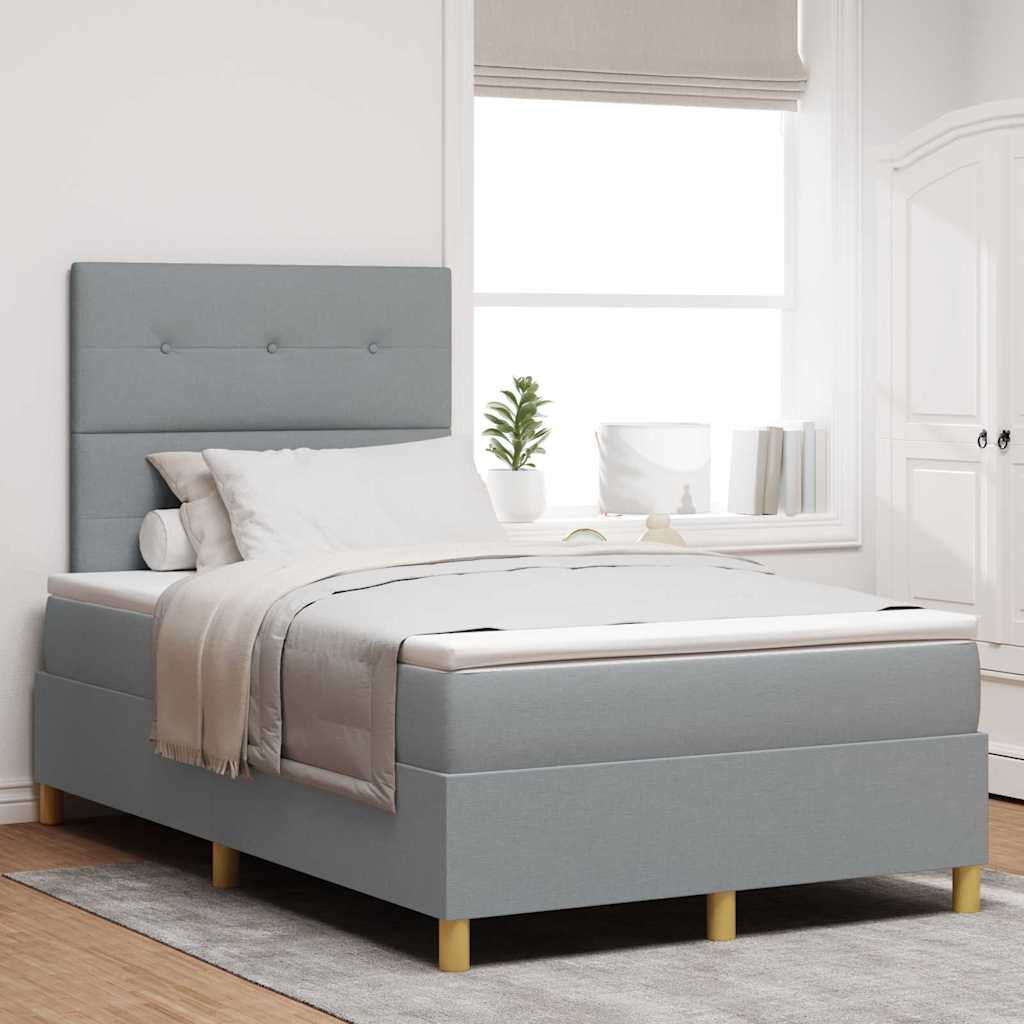 Boxspring bed with headboard Light gray 120 x 200 cm Fabric