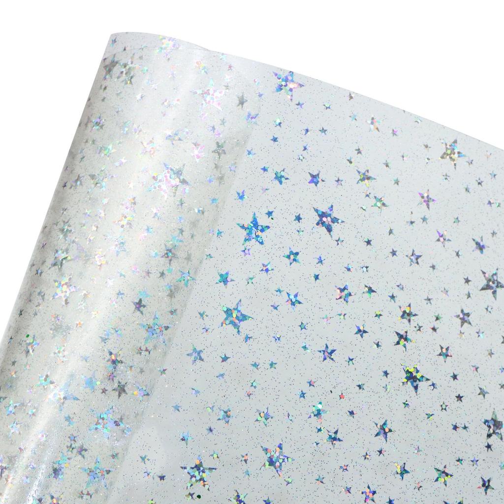Iridescent Glitter Star Laser PVC Film - 0.5MM for Handbags, Backpacks, Shoes & Decorative Material