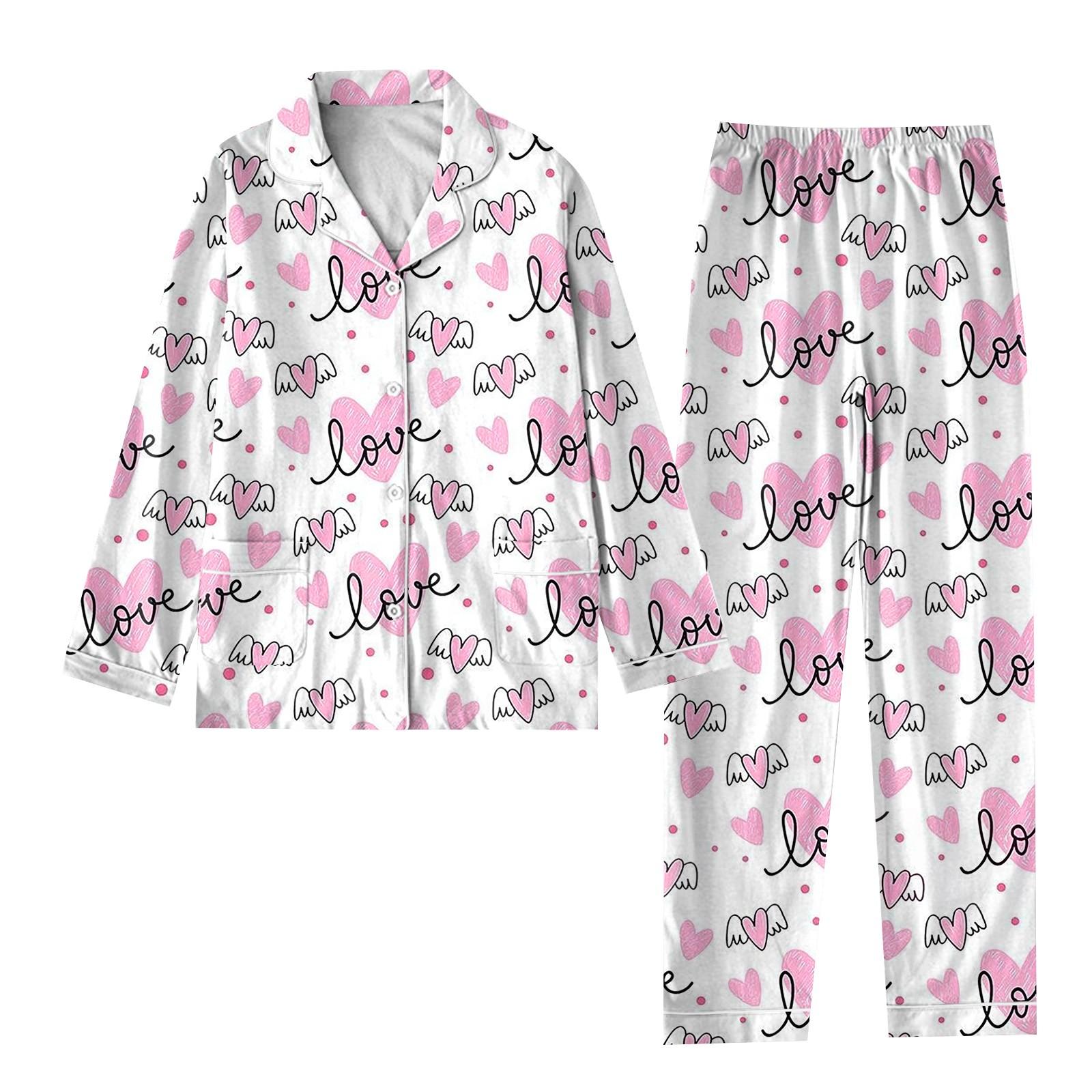 

Женский костюм из 2 предметов с принтом, топ на пуговицах с длинными рукавами, широкие брюки, комплект, пижамный домашний повседневный костюм XL