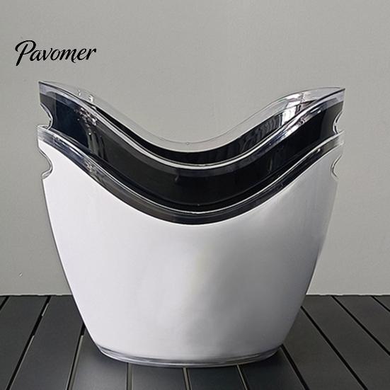 Party Ice Bucket Double Layer Bucket, Long-Lasting Cold Preservation, with Black Handles Drink for Beverage Cocktail Bar Parties Handle
