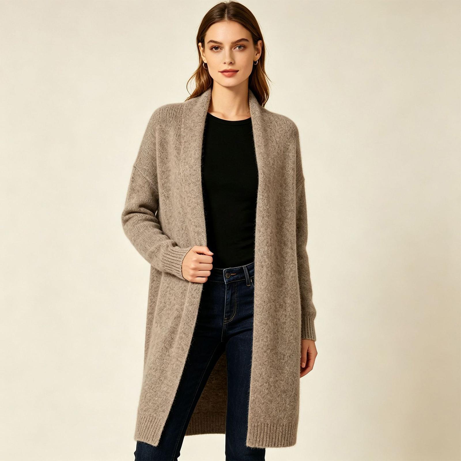 Women`s Knit Cardigan Longline Oversized Coat