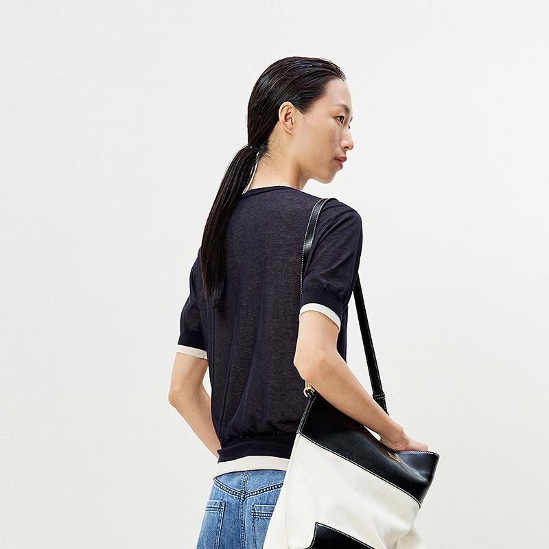 LESS 2025 Summer Round Neck Short Sleeve Sweater