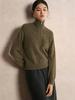 Women's Wool High Neck Half-Zip Jacquard Loose Knit Sweater for Autumn and Winter