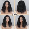 XINRAN Afro Dames Mode Schouderlengte Kinky Krullend Natuurlijk Zwart Pruik Zonder Pony Synthetische Vezel Diep Krullend Zwart Pruik