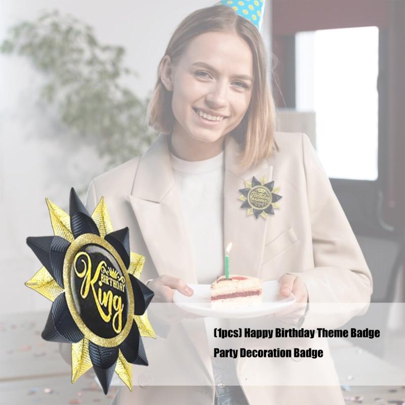 Happy Birthday Button Pin Party Decoration For Birthdays Event Reusable Safety Clasps Grosgrain Ribbon Badges Gift