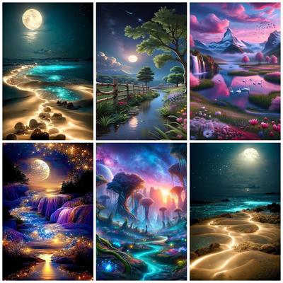 DIY Diamond Painting Beautiful Stream Cross Stitch Kit Mosaic Art Diamond Painting Full Circle Diamond Home Decoration