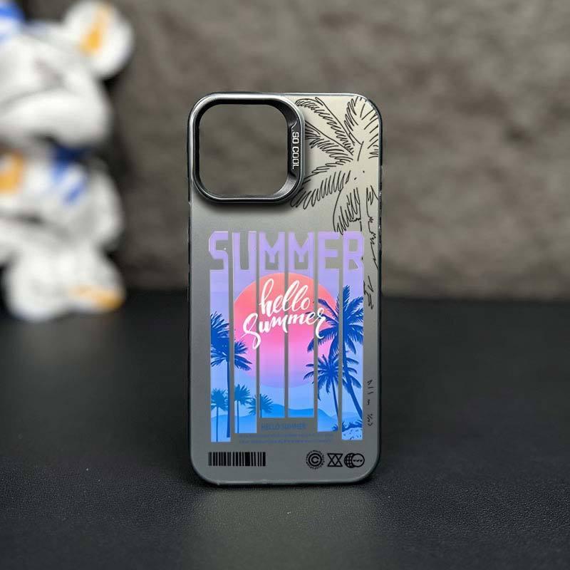 Sunset Coconut Tree iPhone Case for iPhone 16Pro/15/14/13/12/11/XS Max/Plus - Trendy Laser Design