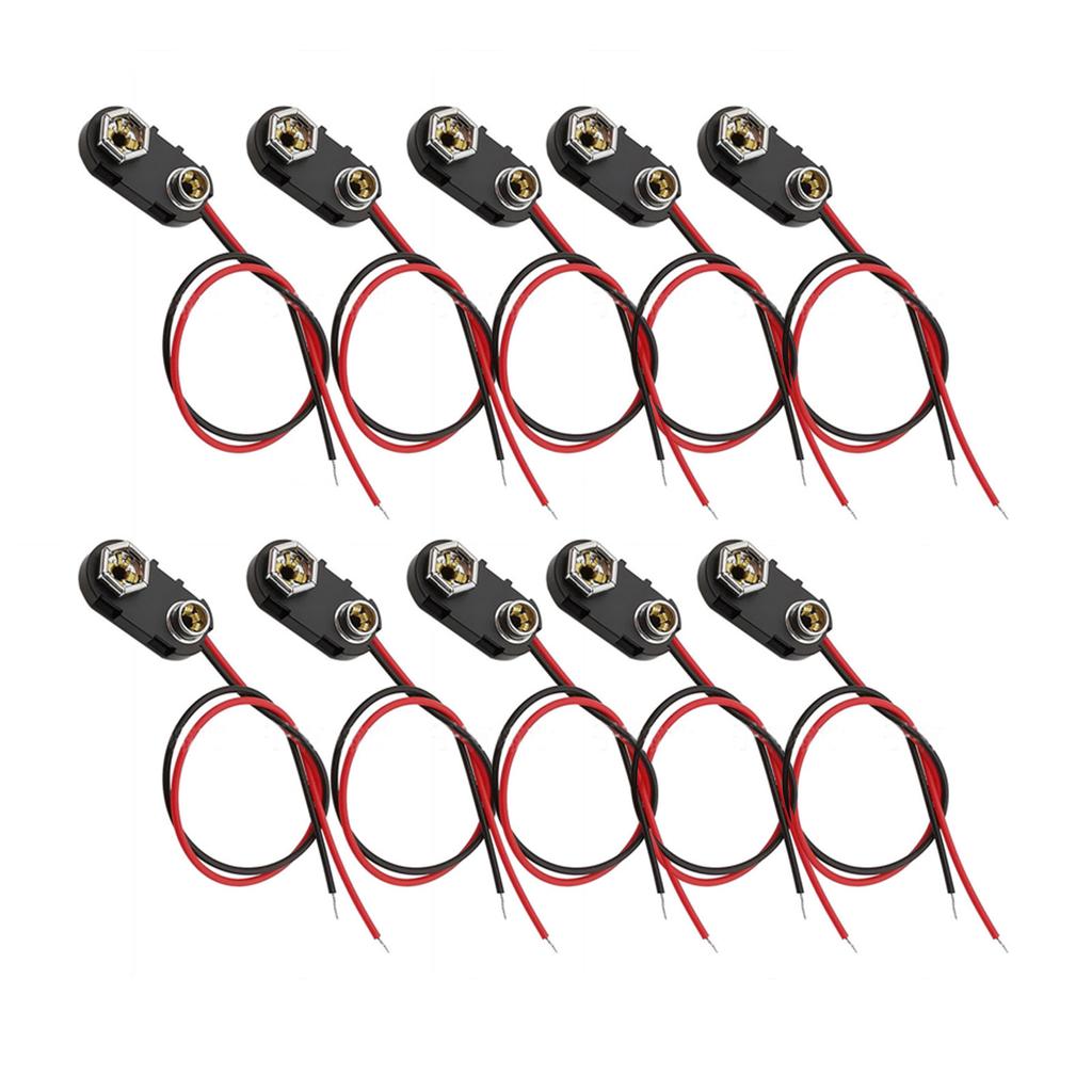 9V Battery Clip Connector with 15cm Line Battery Snap Connectors 10 Pcs 9 Volt Battery Connector for Connection Cable