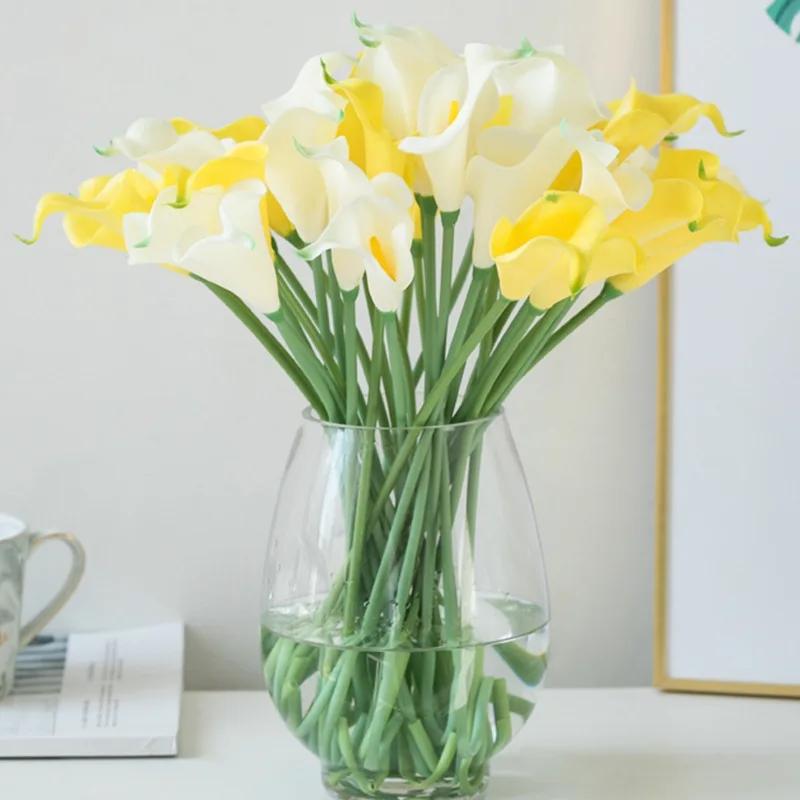 20Pcs Real Touch Calla Lily Artificial Flowers Calla Lily Bouquet For Wedding Bouquet Bridal Home Flower Decoration