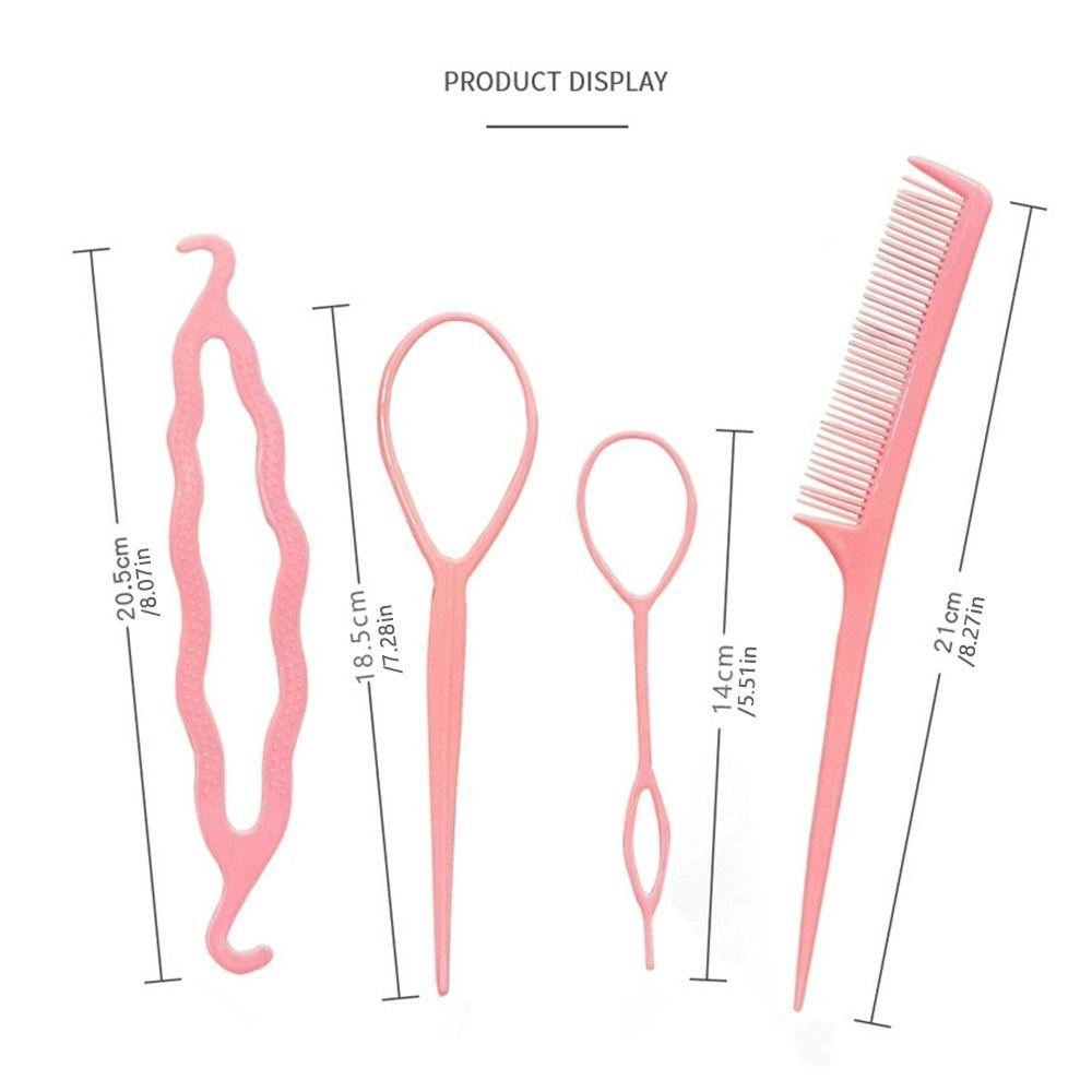 4Pcs/Set Tail Comb Hair Styling Set Pin Design Braiding Pulling Kit French Braid Loop  Home Salon