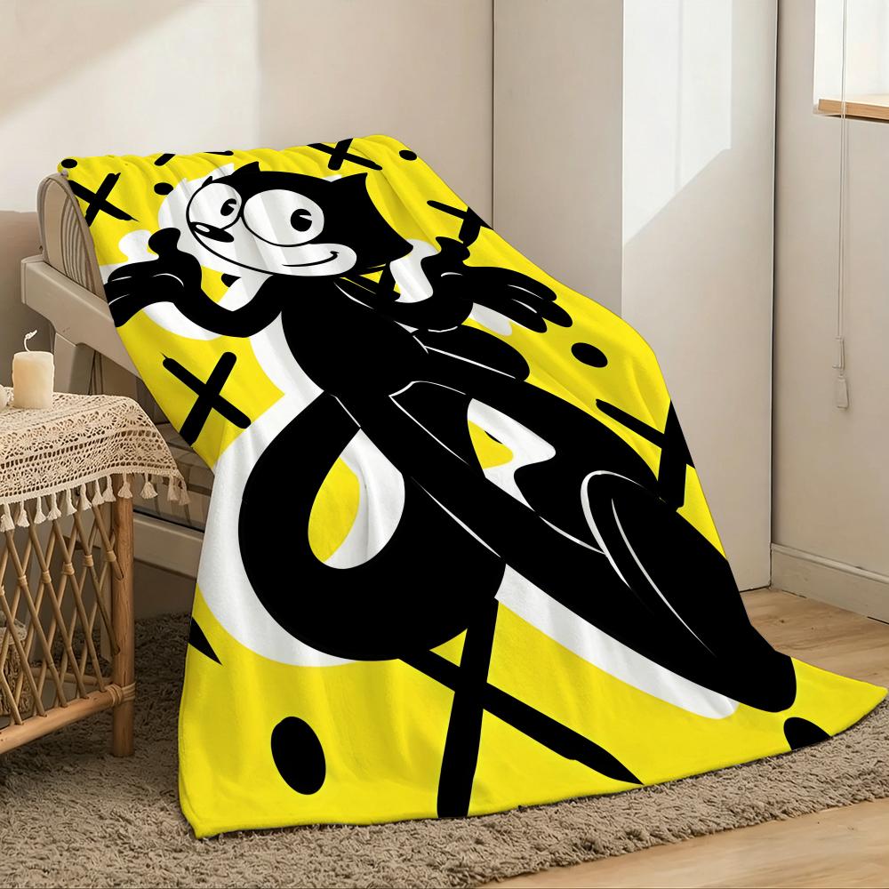 F-Felixs The Cat Throw Lightweight 240G Flannel Blanket Soft Skin-Friendly For Summer Cooling
