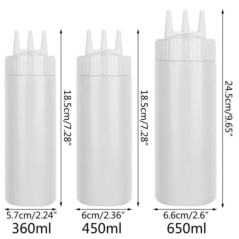Quetschflasche Ölaufbewahrungsbehälter Gewürzspender 3 Düsen Soßenflasche Kochwerkzeug Gewürzzubehör