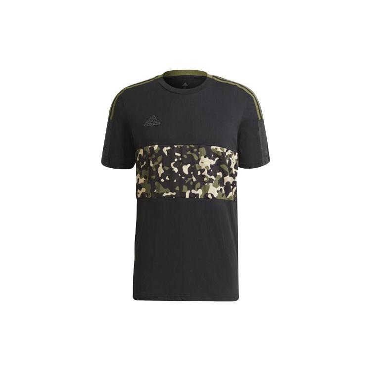 adidas Tiro Tee Aop Casual Sports Soccer/Football Short Sleeve Black Men s GU8189 L