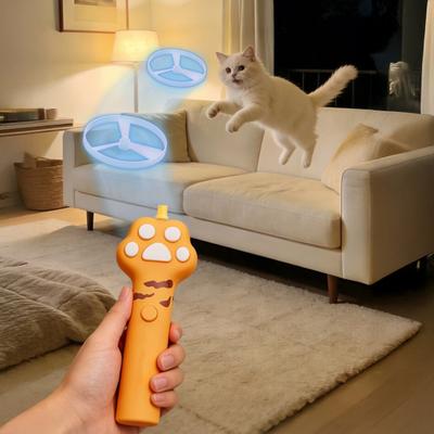 Kat Speelgoed Oplaadbare Vliegende Schijf Werper met 6 Vliegende Schijven Interactief Katten Speelgoed voor Binnen Buiten Spelen Jachtinstinct Stimulatie