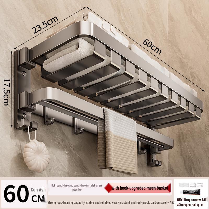 Wandmontierter, faltbarer Badezimmer-Handtuchhalter ohne Bohren