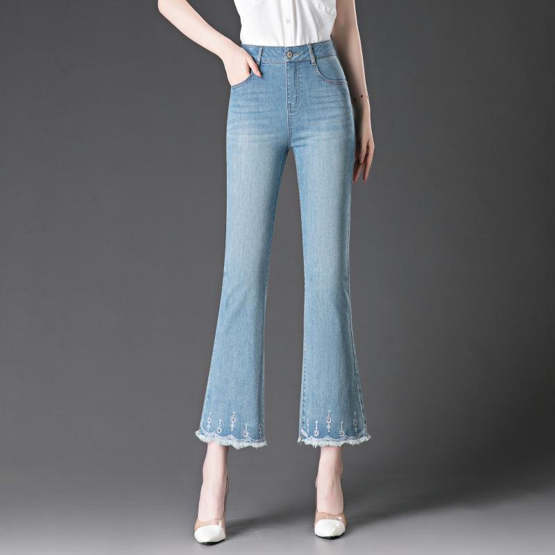 

Women s 2012 Jiufen Jeans: High Waist, Slimming, Petite Fit, Comfortable Slight Flare for Summer 27 синий
