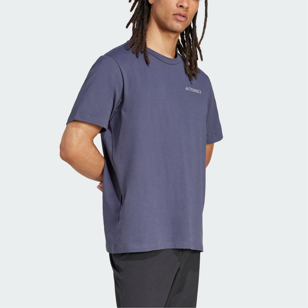 Adidas Terrex Fashion Simple Loose Pullover Round Neck Short Sleeve T-Shirt Men Tops Dark-Blue JI8309