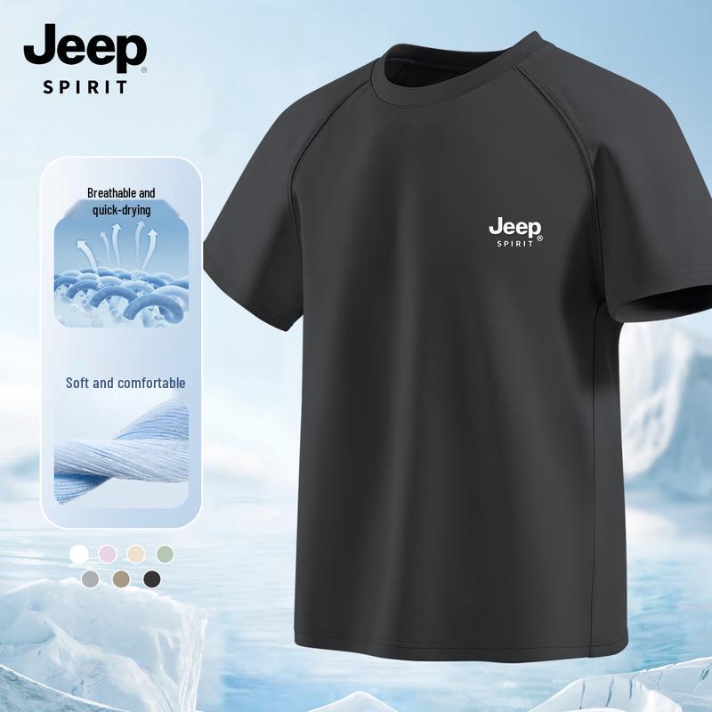 JEEP SPIRIT Men s 2025 Quick-Dry Ice Silk Short Sleeve T-Shirt M