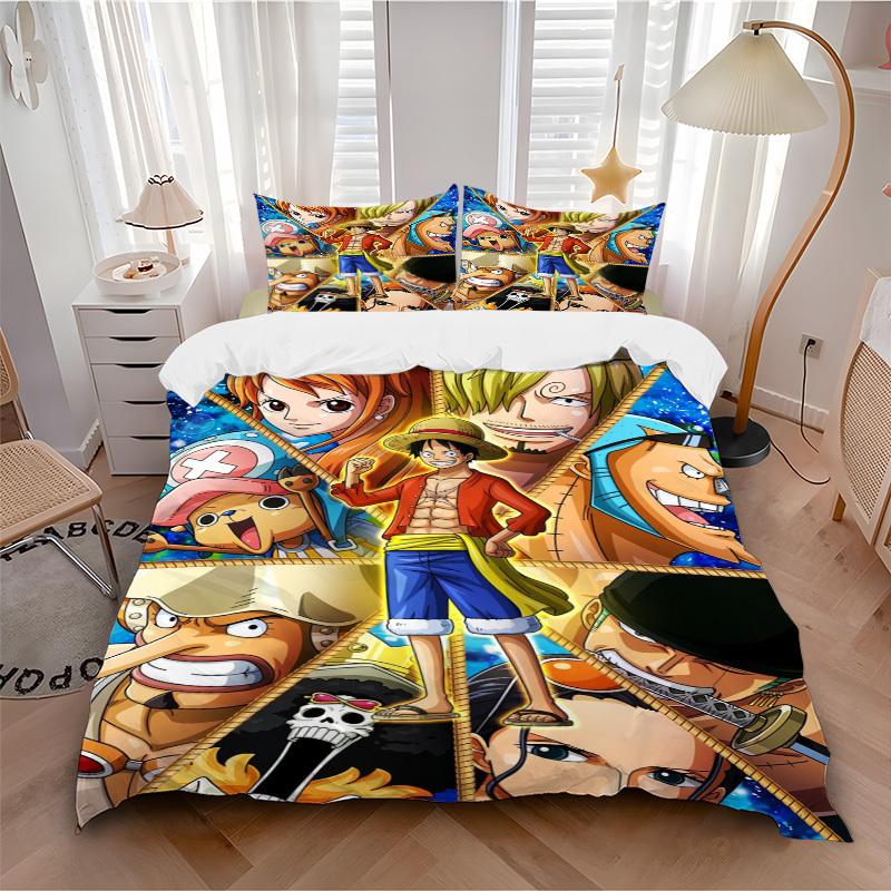One Piece: Pirate Adventure Bedding Set Comforter Cover Gift for Bedroom,Includes 1 Cover and 2 Pillowcases, No InsertB270