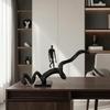 Abstract Human Figure Sculpture Matte Black Modern
