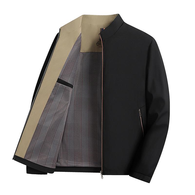 New Spring and Autumn Middle and Old Men's Jacket Stand-Up Neck Jacket-0-Year-Old Dad Thin Loose Top