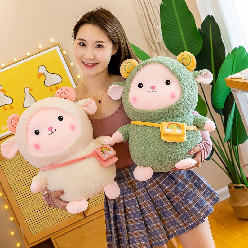 Cute Lamb Plush Toy Rainbow Sheep Doll Girl Sleeping On Bed Pillow Rag Doll Birthday Gift