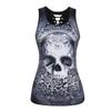 Women's Alien Skull Digital Print Backless Vest