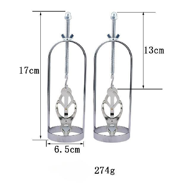 Silver Breast Clip Cage Set for Women Adjustable Nipple Clamp Pair with Soft Rubber Tips Couples Bondage Adult Toys