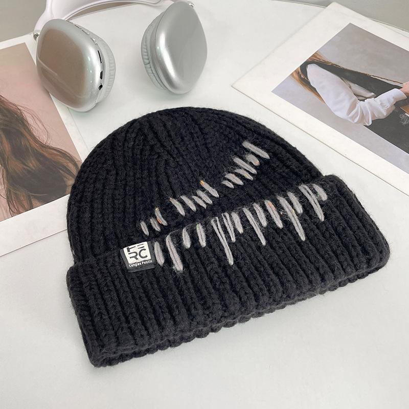 Korean Style All match Knitted Hat Warm Ear Protection Pullover Hat for Women Autumn and Winter Personalized Cold Hat Thickened Plush Hat Small Face