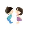 2Pcs Kiss Couple Miniatures For Fairy Garden Gnomes Moss Terrariums Decoration