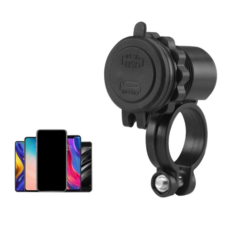 Motorcycle Charger USB Type-C PD 18W Fast Charging Power Socket Double Port Charge Adapter for Phones & Tablets