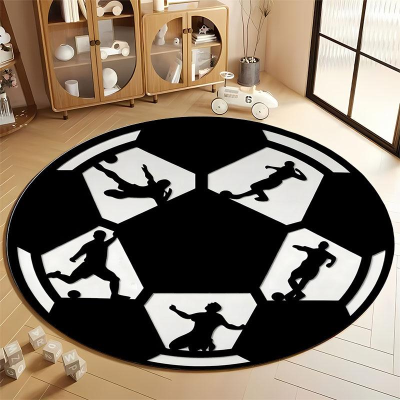 

Soccer Silhouette Round Rug for Sports Lovers Rooms round carpet for home sofa bedroom, gift Diameter 60cm