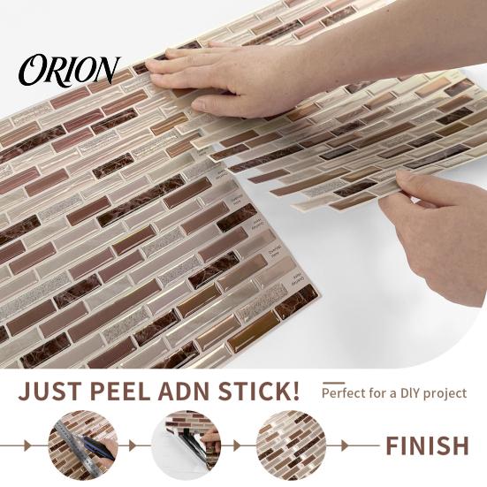 Self-adhesive Mosaic Wall Tiles 3D Gel Faux Stickers, Easy Peel & Stick Backsplash Tile Removable Vintage Brick Wallpaper for Kitchen, Living
