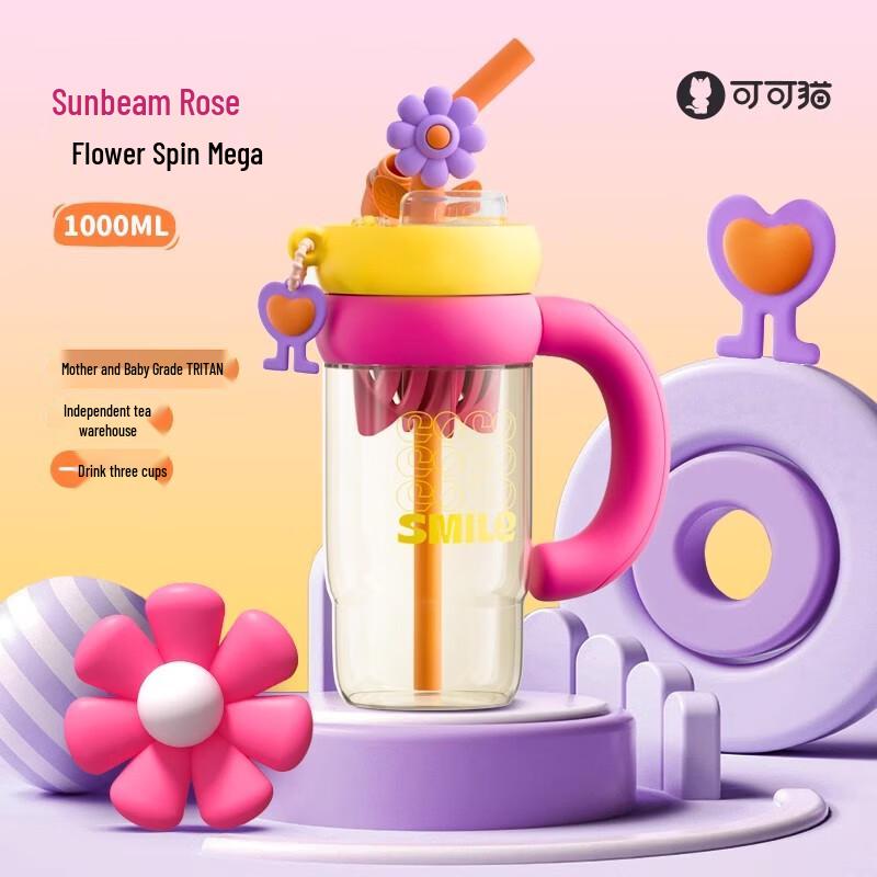 Coco Cat Rotating Flower Crescent Handle Cup