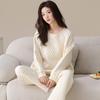 Air Cotton Sandwich Pajamas Women'S Autumn And Winter Cotton Long-Sleeved Thickened And Wearable Loungewear Set