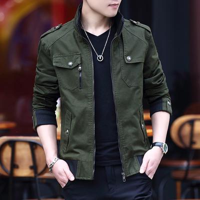 Herrenmantel Frühling und Herbst Neuer koreanischer Stil Herrenmantel Baumwolle Übergröße Herren Stehkragen Arbeitsjacke Herrenbekleidung