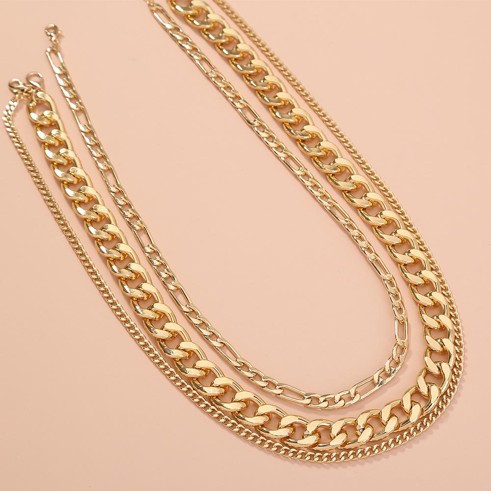 Cross-Border Punk Hip-Hop Chunky Metal Multi-Layer Chain Choker